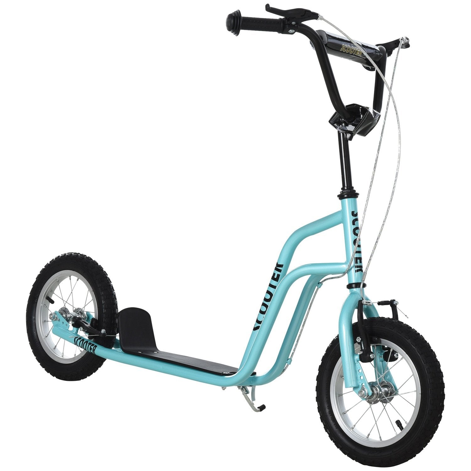 Scooter Kick Scooter Børnescooter City Scooter Kickboard Med Pneumatiske Dæk 12 Tommer, Fra 5 År, Blå, 120X58X75-80Cm