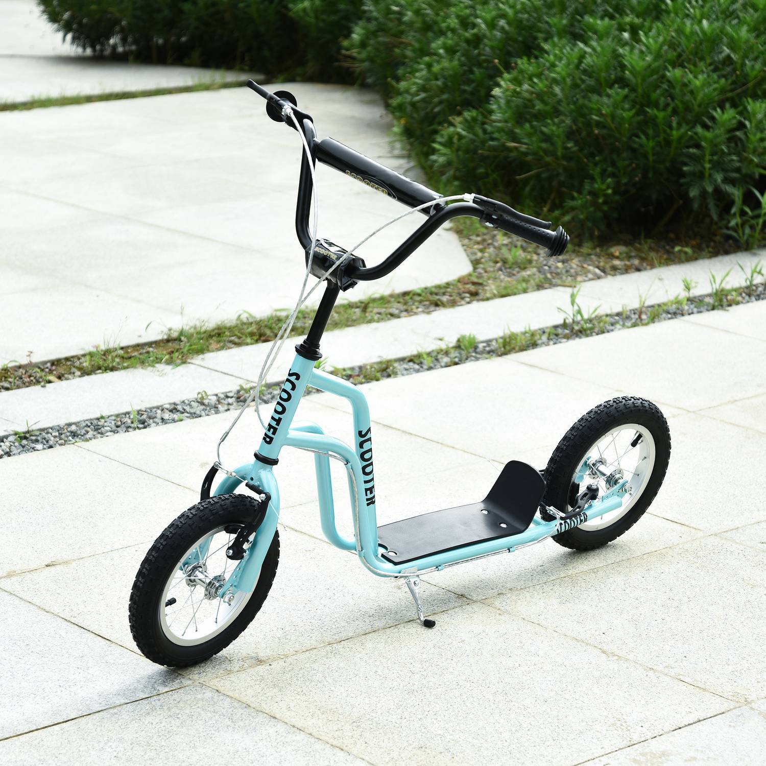 Scooter Kick Scooter Børnescooter City Scooter Kickboard Med Pneumatiske Dæk 12 Tommer, Fra 5 År, Blå, 120X58X75-80Cm