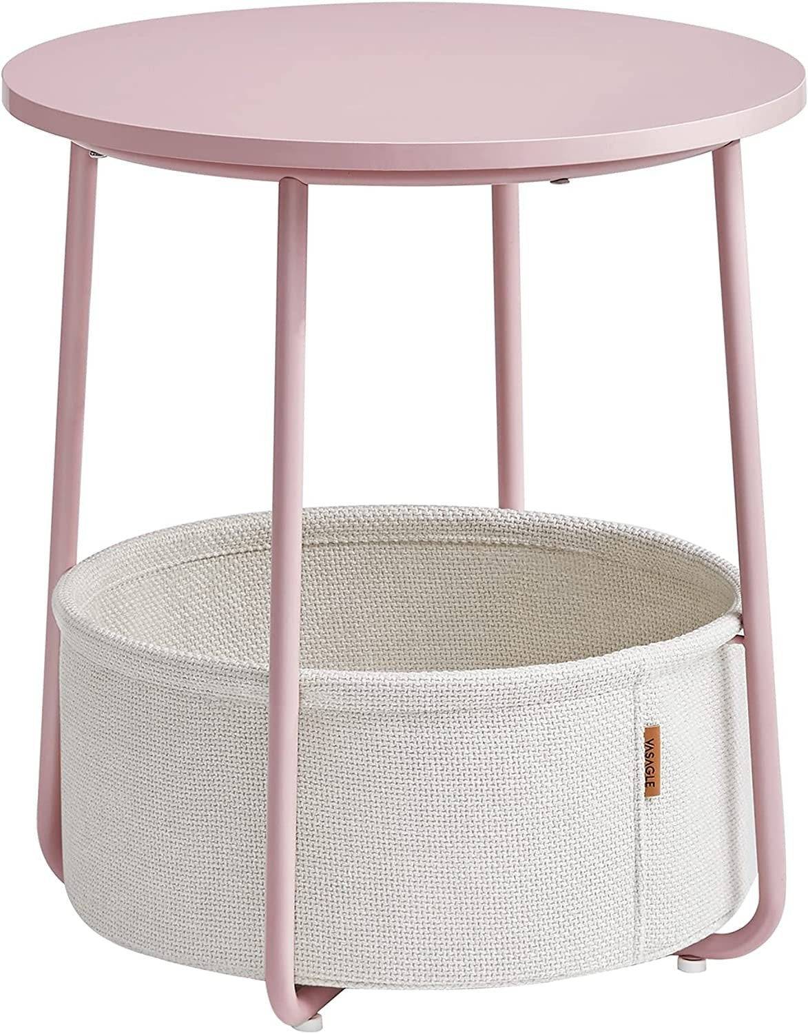 Hurtig montering Pastel pink sidebord med opbevaringskurv