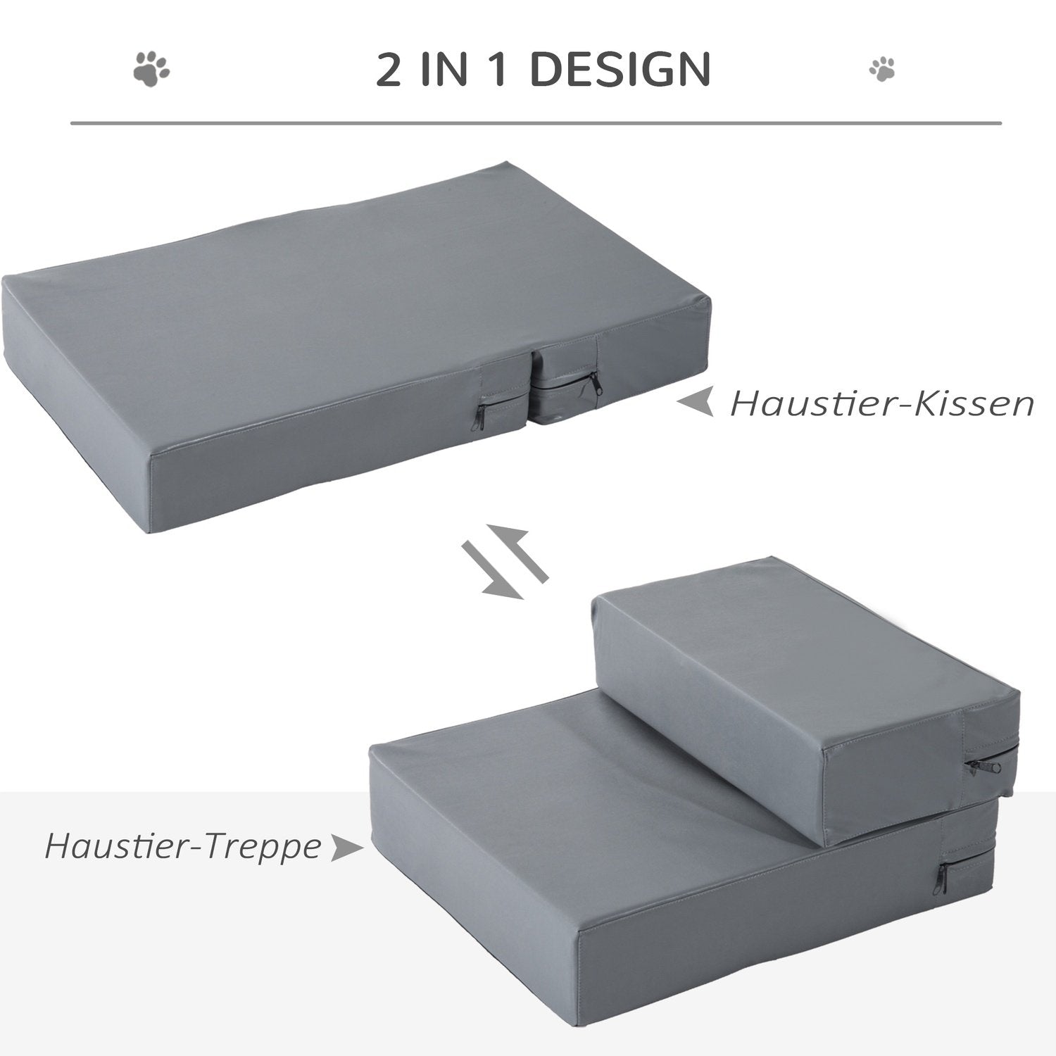 Pet Trapps Vikbart 2-Stegs Husdjursunderlägg För Katter Och Hundar, Grå, L45Xb39Xh20 Cm