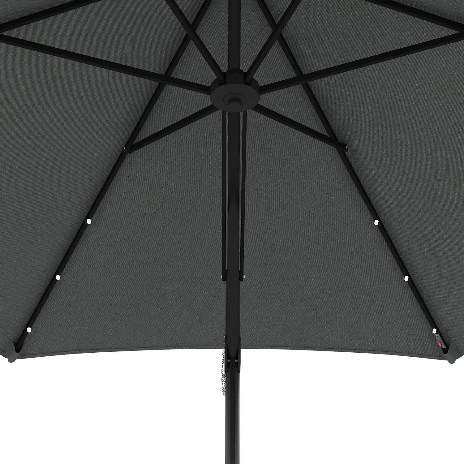 Parasol, Ø290 Cm Cantilever Paraply Med UV Beskyttelse, Led Balkon Parasol Med Cross Base, Terrasse Paraply Med Beskyttelsescover, Stål, Mørkegrå