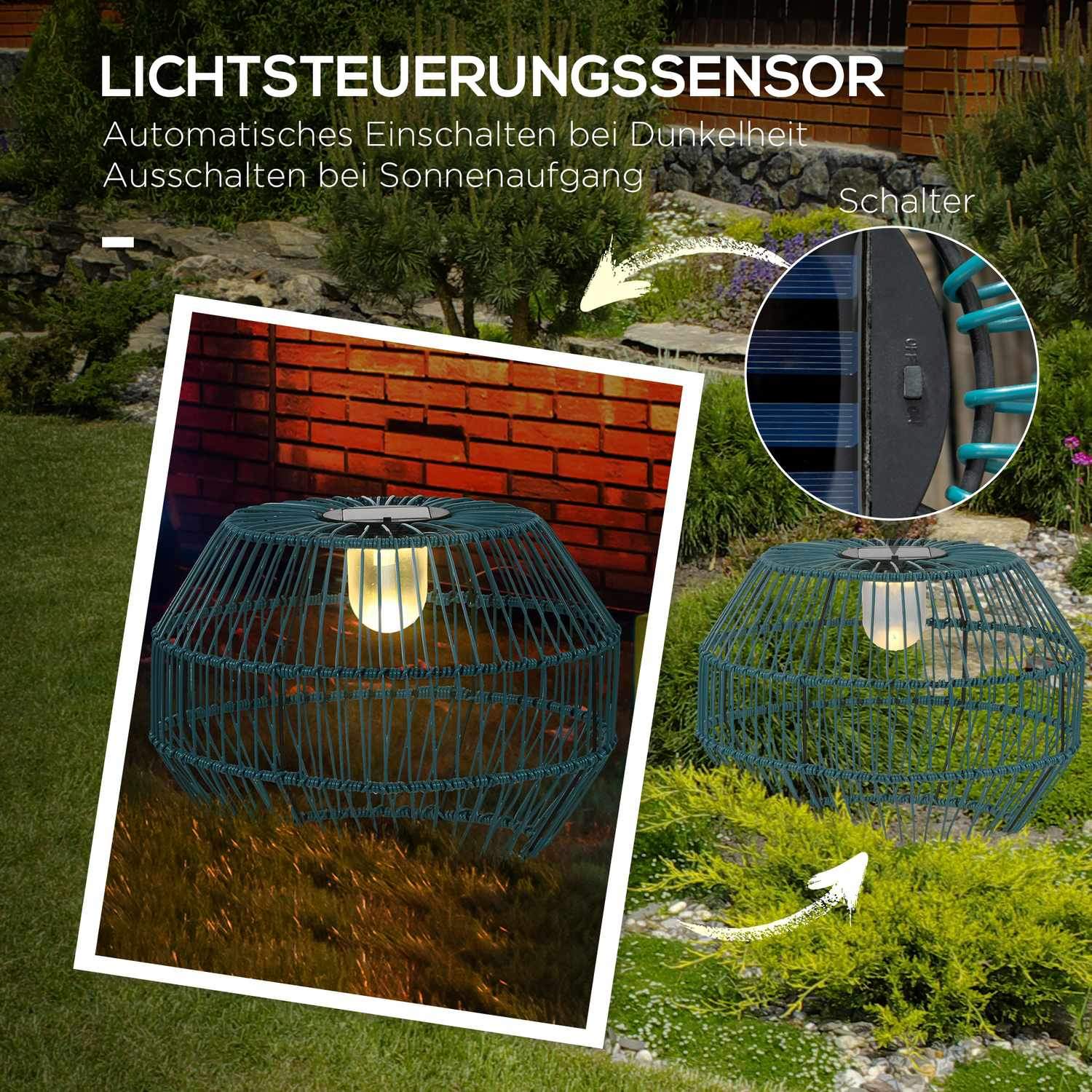 Solar Light Trädgårdslampa Vattentät Vägljus Med Ljussensor Automatisk Led-Trumdesign För Balkonggrön