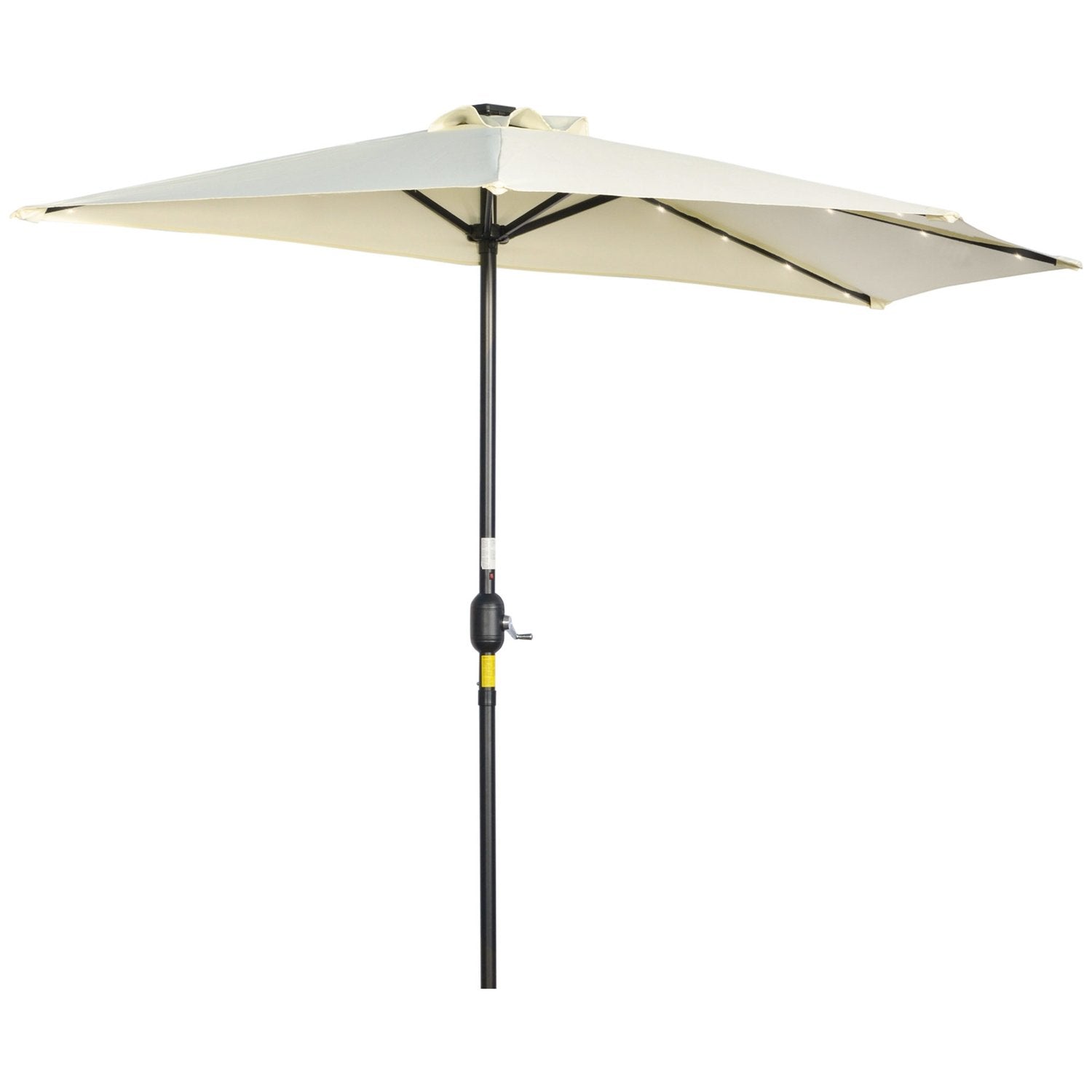 Parasol 265 X 240 Cm Halv Paraply Balkon Paraply Med Led Halv Rund Terrasse Paraply Med Håndsving Solpanel Til Have Metal Beige