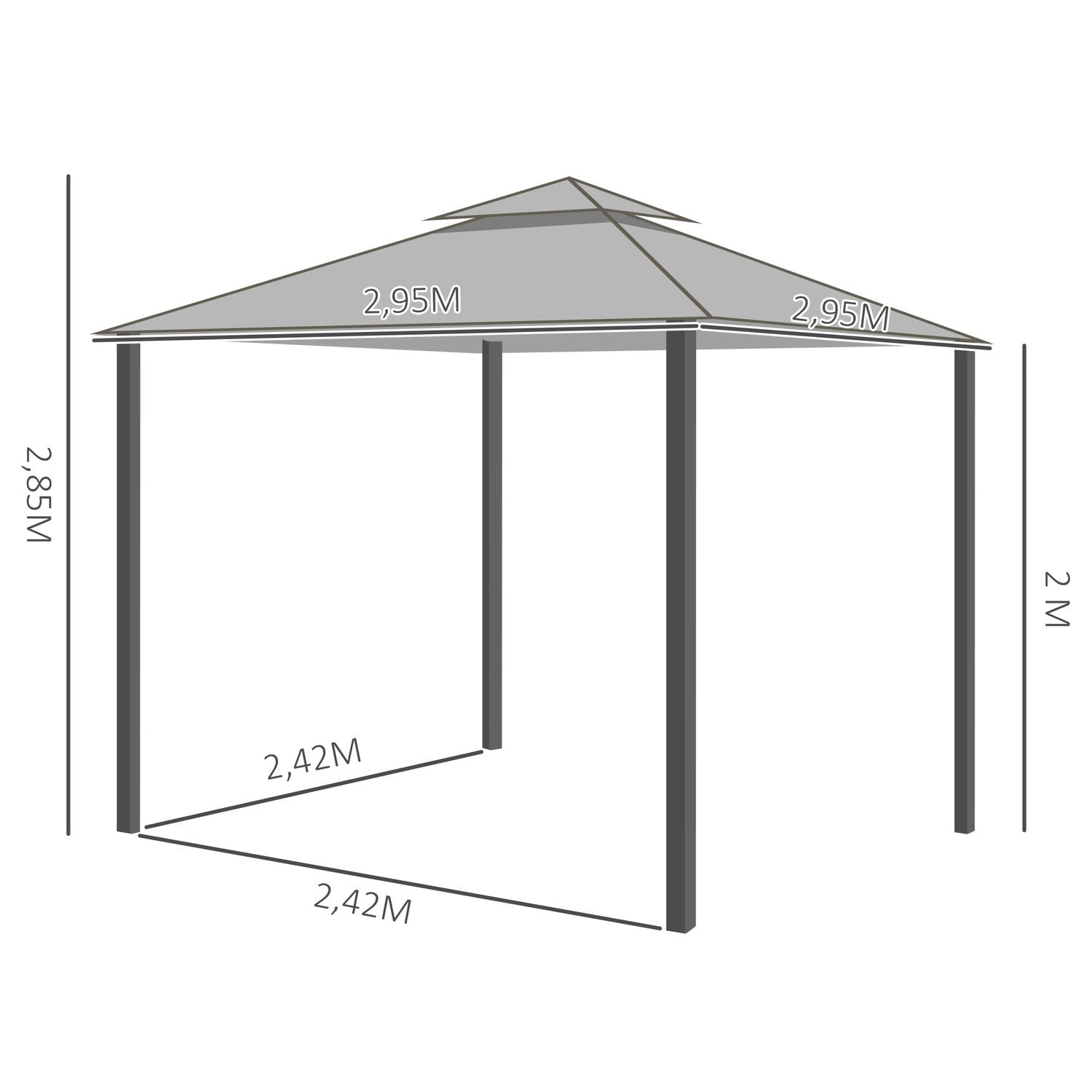 Havepavillon Pavillon 3 X 3 M Havetelt Med Dobbelttag Festtelt Med 4 X Sidepaneler Myggenet Vejrbestandig Aluminium Polyester