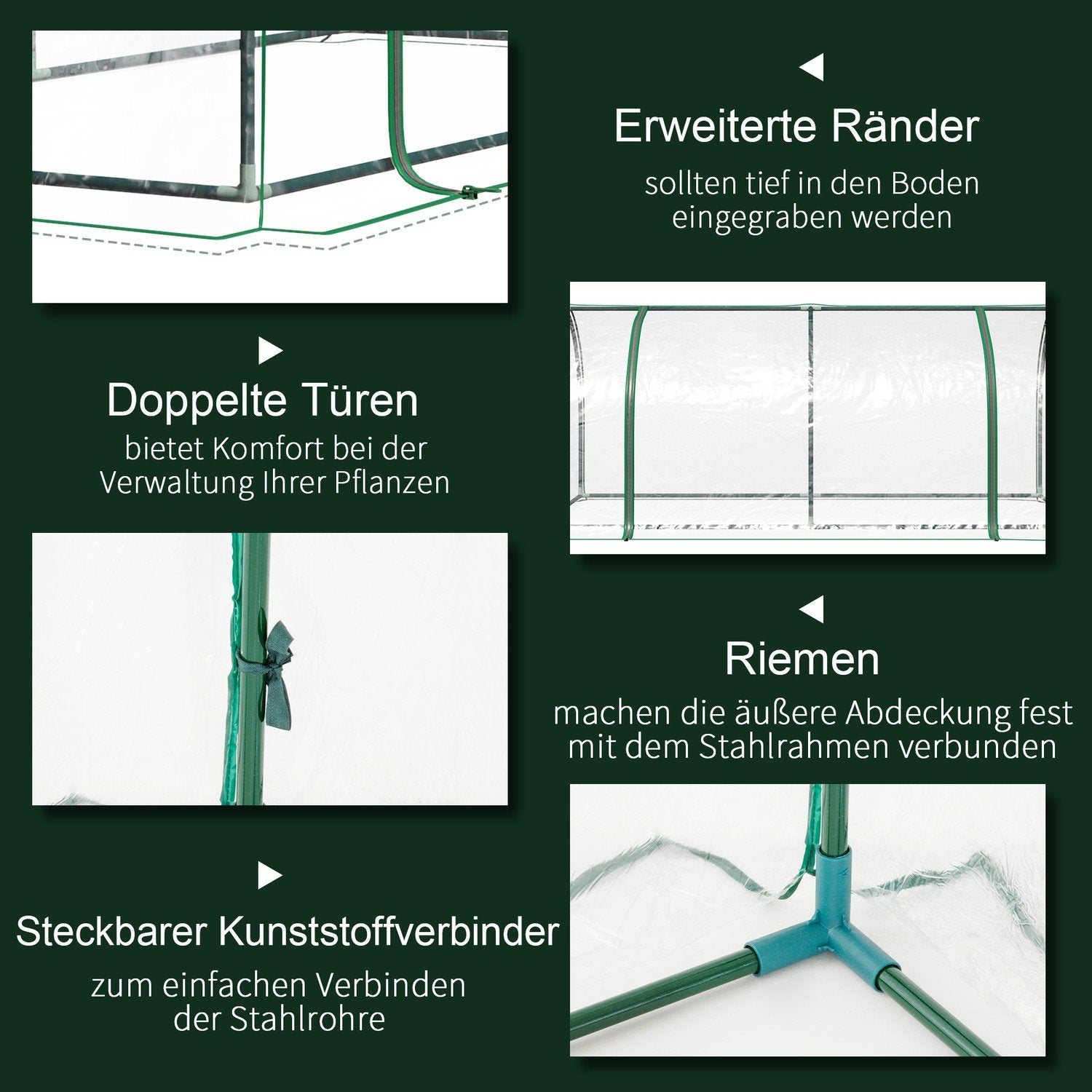 Drivhus med dør, kold ramme, planteavl, stål pvc, 200X100X80Cm