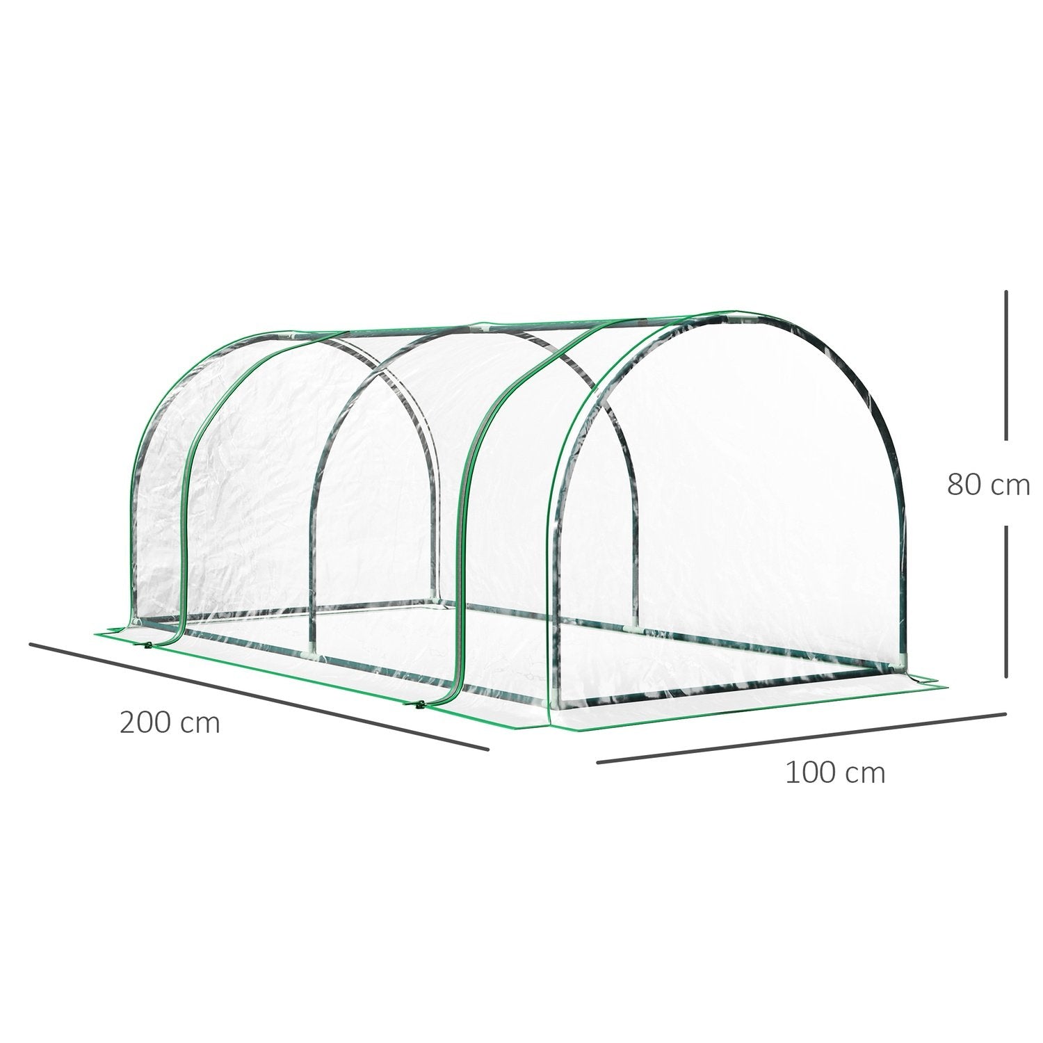 Drivhus med dør, kold ramme, planteavl, stål pvc, 200X100X80Cm