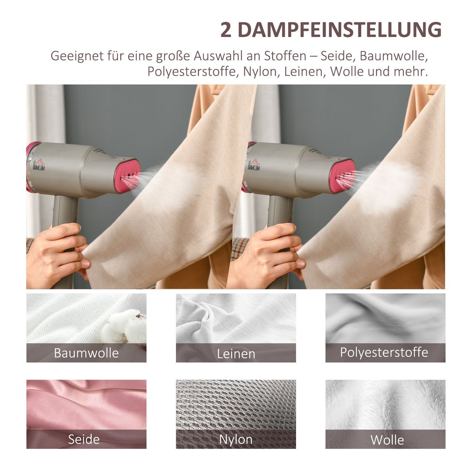 Dampglattere dampbørste Sammenklappelig dampstrygejern med 160 ml vandbeholder 1520 W Aluminium Plast Grå + Pink 27,5 X 18,2 X 9 Cm