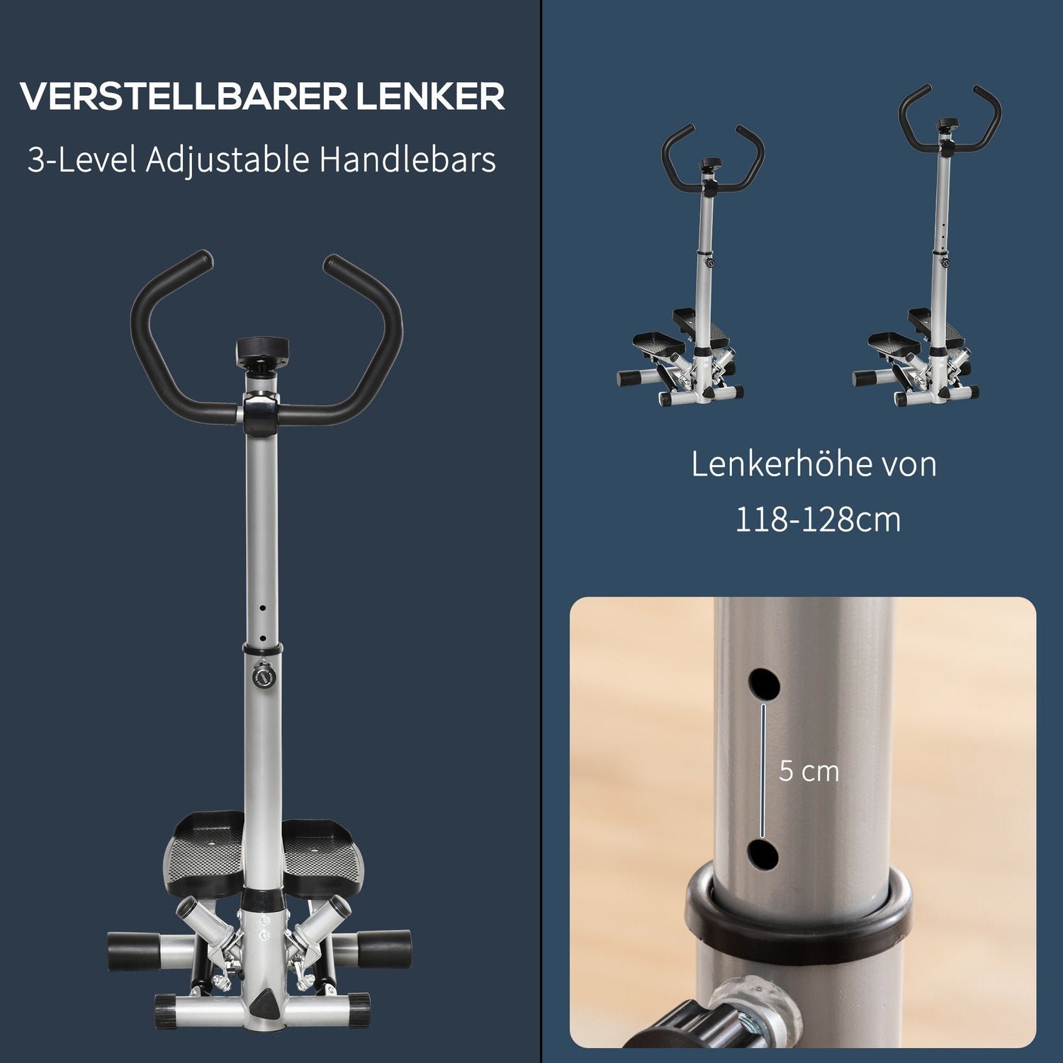 Stepper Handtag Motionscykel Fitness Enhet Ben Rumpa Träning Lcd-Skärm Justerbar Hastighet