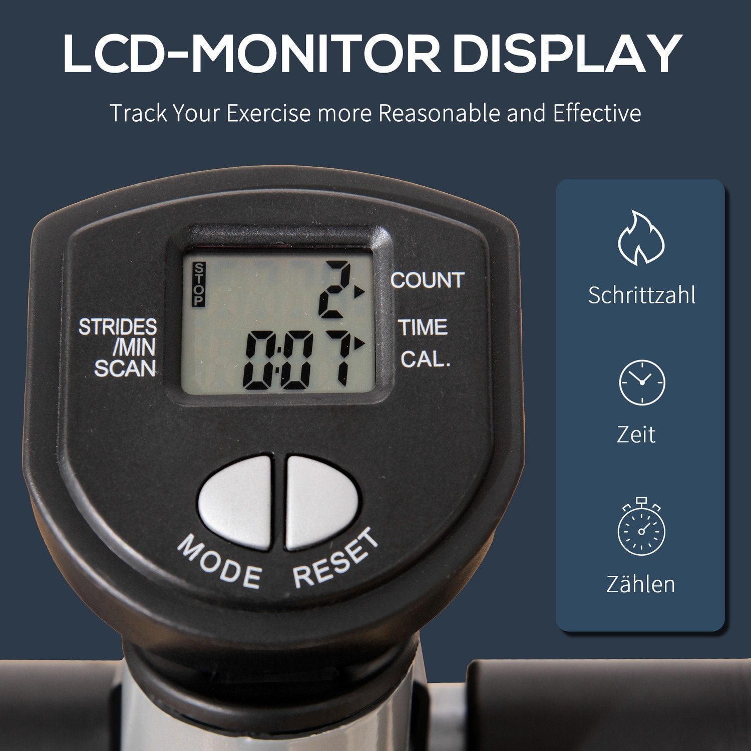 Stepper Handtag Motionscykel Fitness Enhet Ben Rumpa Träning Lcd-Skärm Justerbar Hastighet