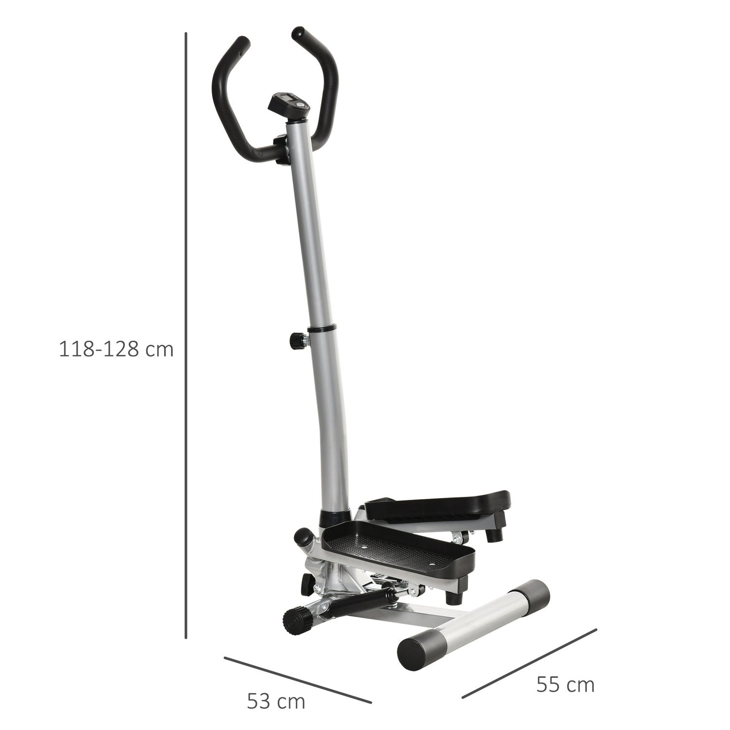 Stepper Handtag Motionscykel Fitness Enhet Ben Rumpa Träning Lcd-Skärm Justerbar Hastighet