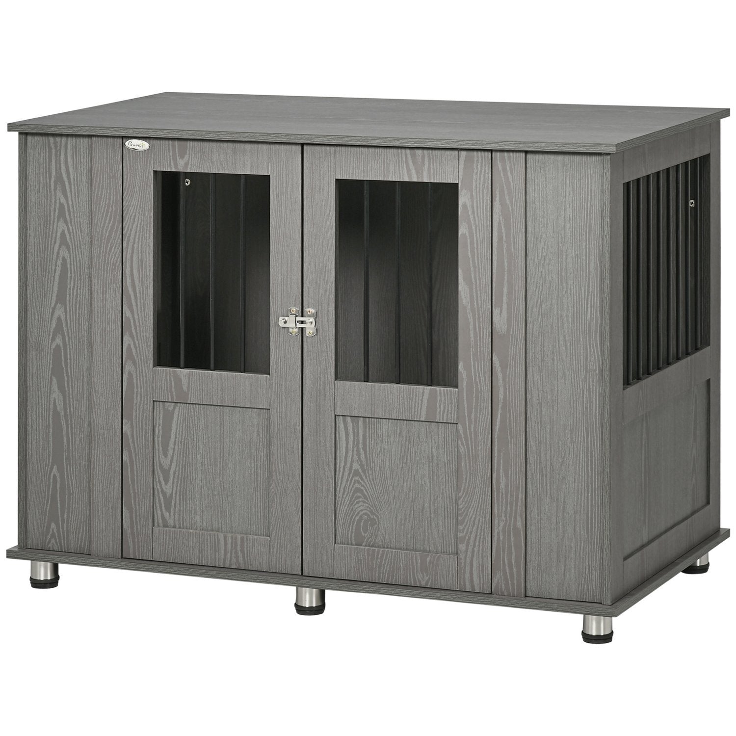 Hundbur För Hem, Husdjursbur, Inomhus Hundkennel Med Lås, Magnetdörr, Hundhus Med Fönster, Hundlåda För Extra Stora Hundar, Grå, 116 X 60 X 87 Cm