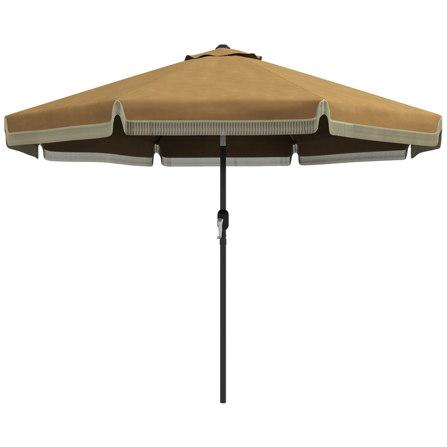 Parasol Diameter 265 Cm Terrasse Paraply Med Frynser Vippe Strand Parasol Med 8 Ribber Til Have Balkon Khaki