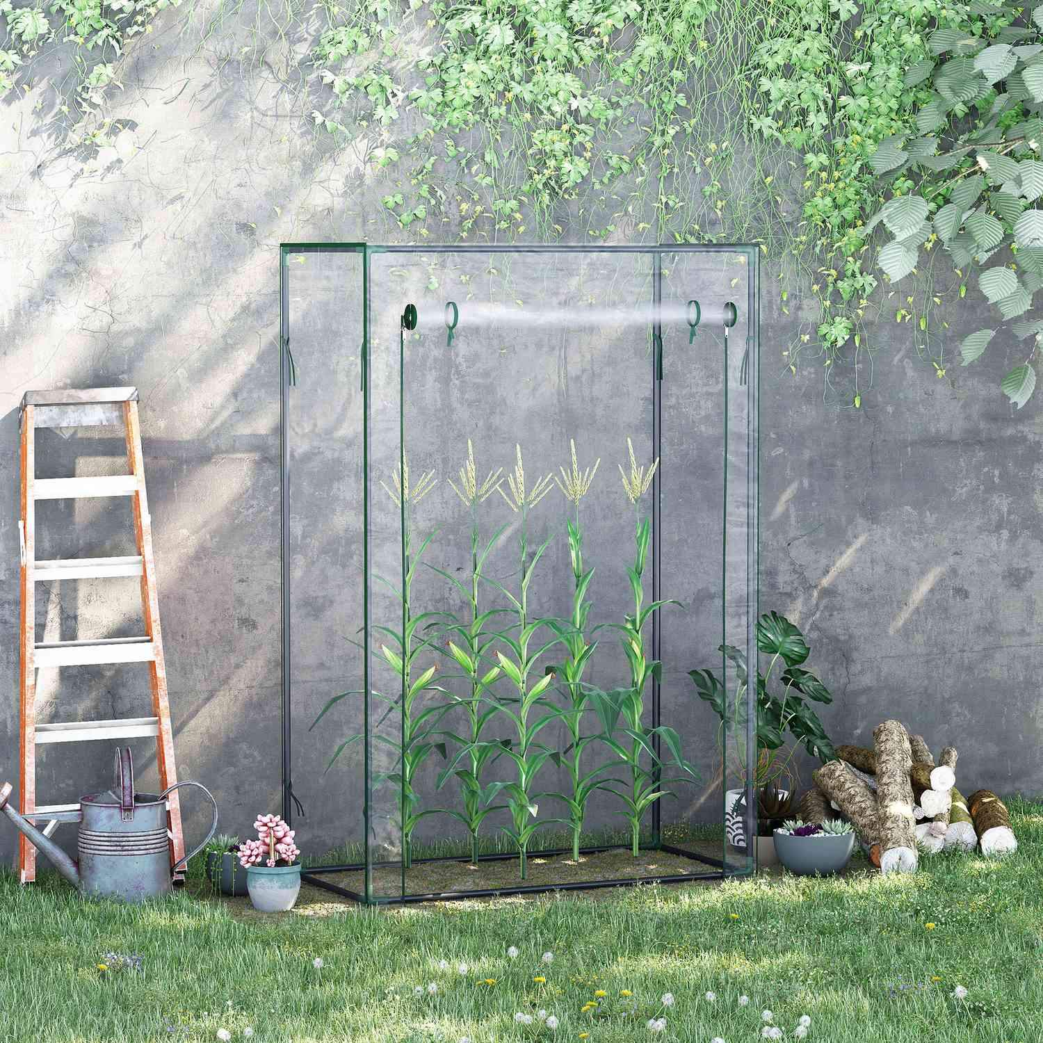 Greenhouse Tomato House Kallram Med Roll Up-Dörr Stål Plast Transparent 100X50X150Cm