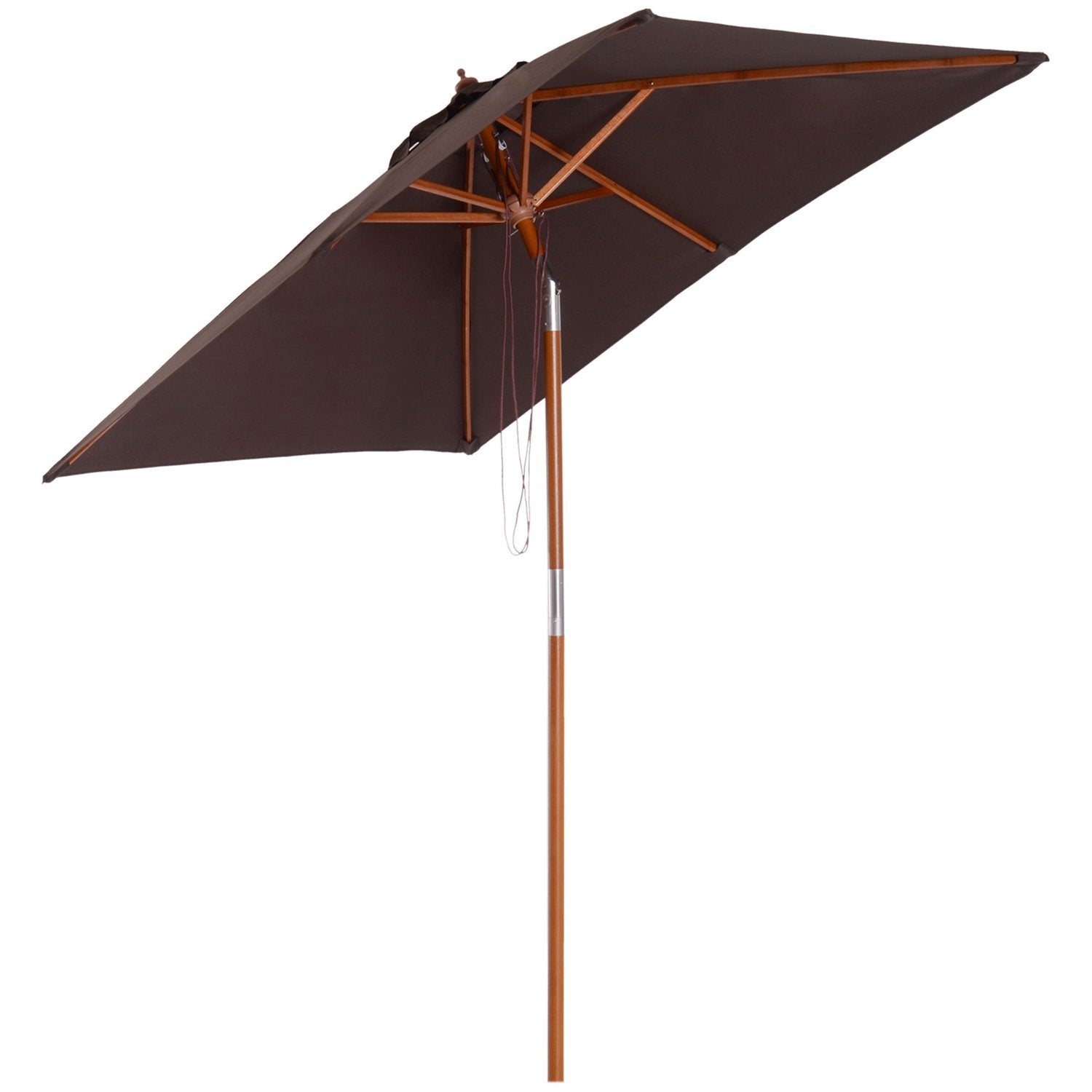 Parasol sammenklappelig haveparaply Strandparaply 3-niveau justerbar grantræ + polyester kaffe 200 X 150 X 230 Cm