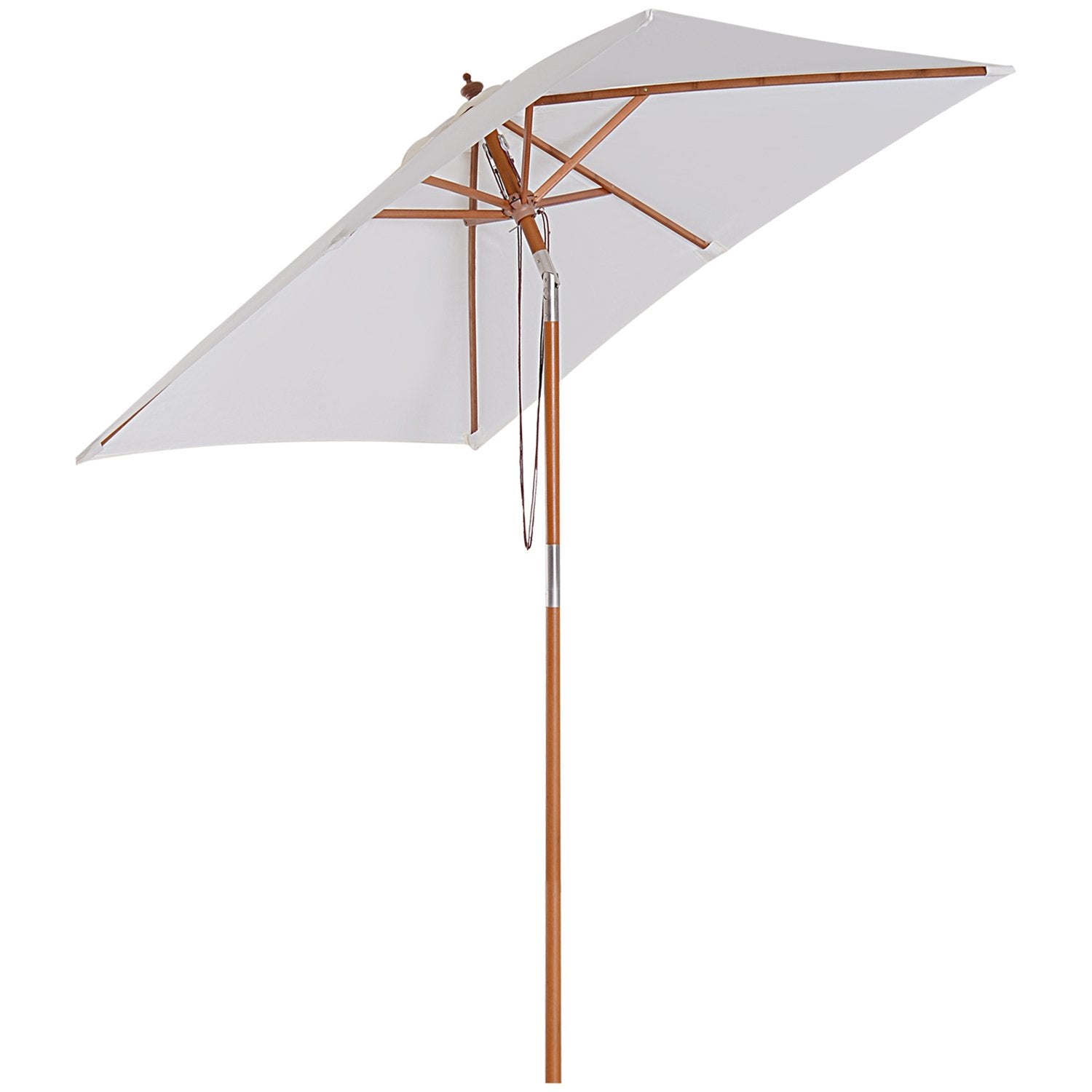 Parasol foldehaveparaply lavet af grantræ, justerbar i 3 niveauer, cremehvid, 200x150x230 cm