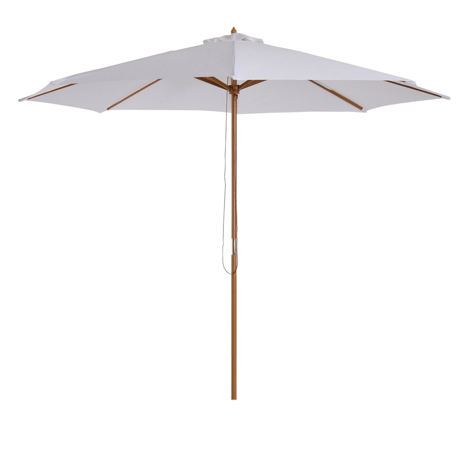 Parasol Træ 300 Cm Træparaply Haveparaply Balkon Paraply Bambus Cremehvid