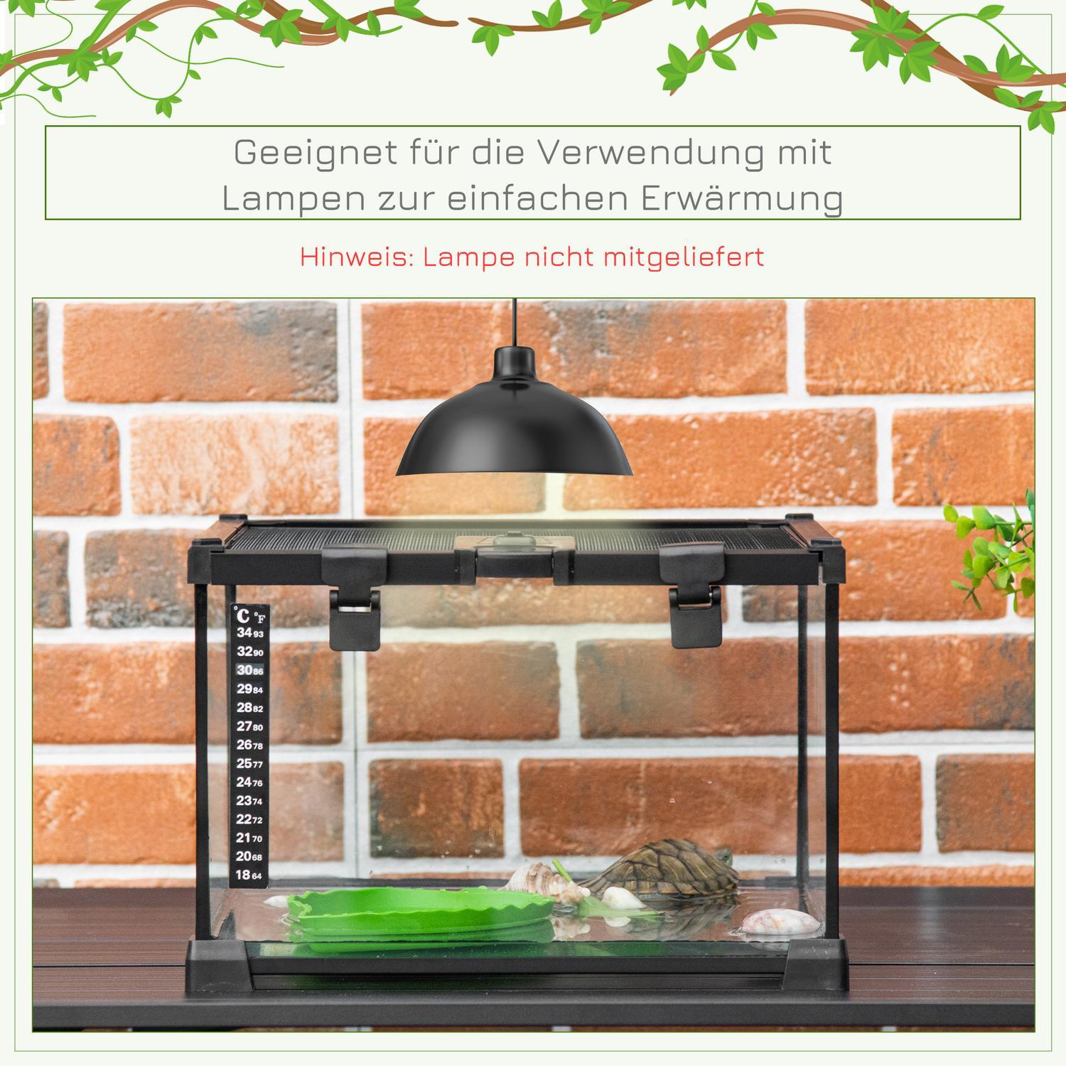 Terrarium För Reptiler Reptilmatningslåda Glasterrarium Amfibier Spindeldjur Med Termometer Reptiluppfödningslåda 50 X 30 X 25 Cm