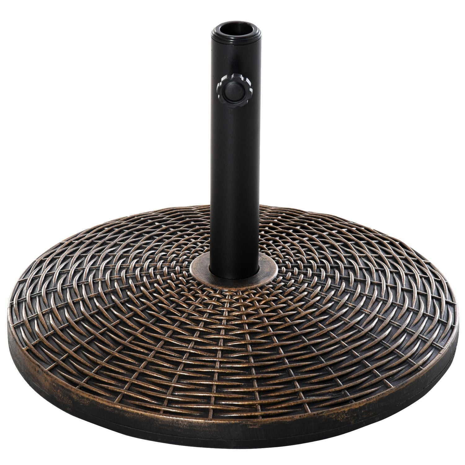 Parasolstativ Paraplystativ Paraplyholder Paraplybase 25 Kg Rattan Look Kurvstativ Paraply Ø35/Ø38/Ø48 Mm Antik Bronze Ø53 X 40 Cm