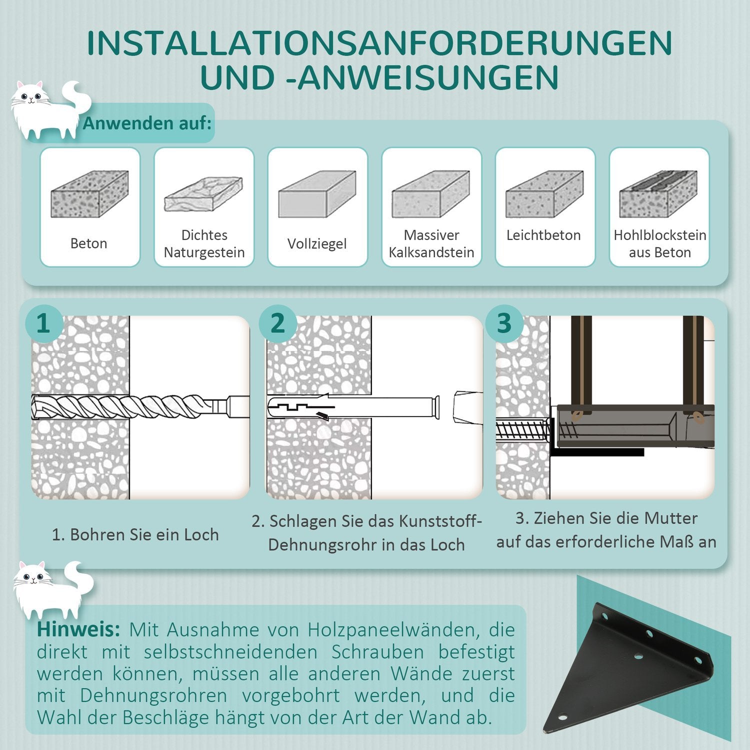 Klatrevæg til katte Vægkradsestolpe med hængebro, op til 5 kg, vægmonteret, brun, 96X20X25,5 cm