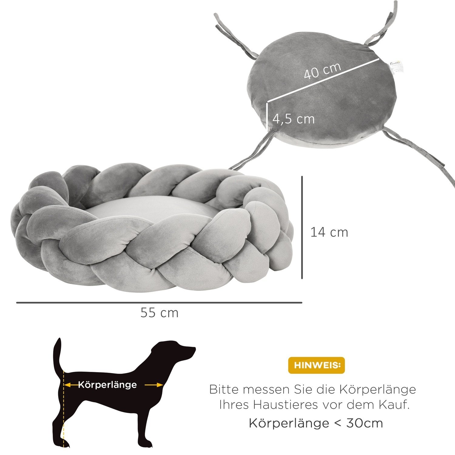 Hundeseng Rund katteseng, hundesofa med vaskbar donutpude, fløjl