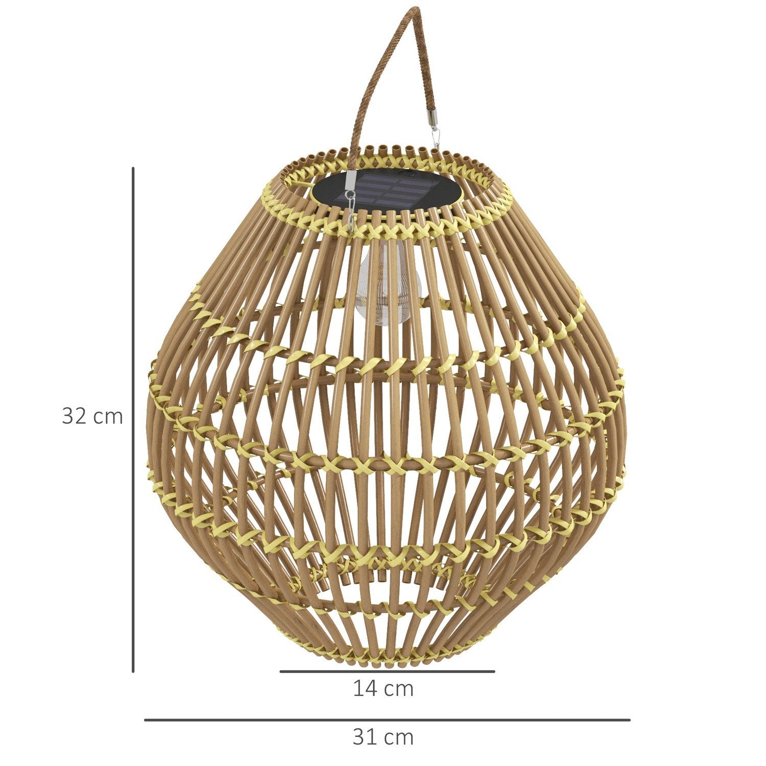 Solar Lamp Rotting Garden Light, Vattentät, Ljussensor, Drum Design, Gul