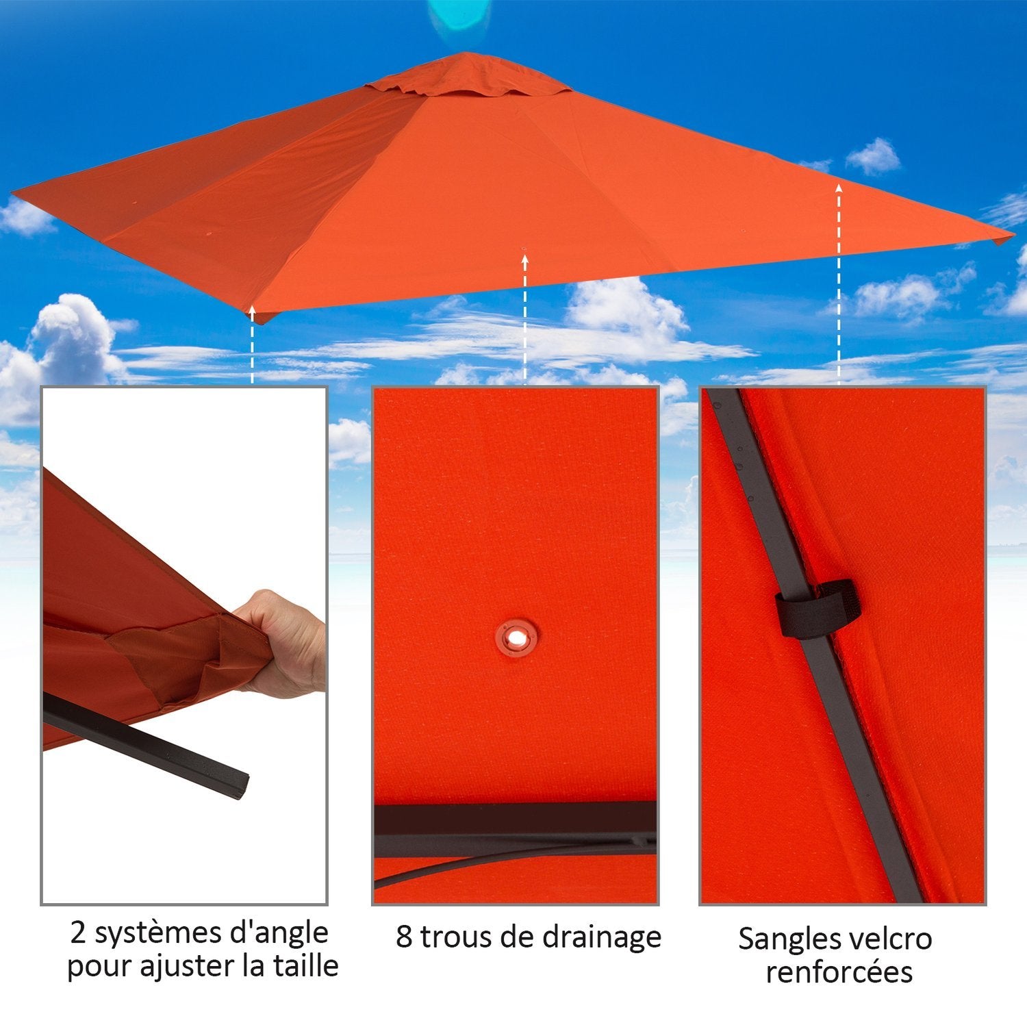 Udskiftning af baldakin til Gazebo Solskærm Gazebo Cover lavet af polyester, orange, 2,98 X 2,95 M