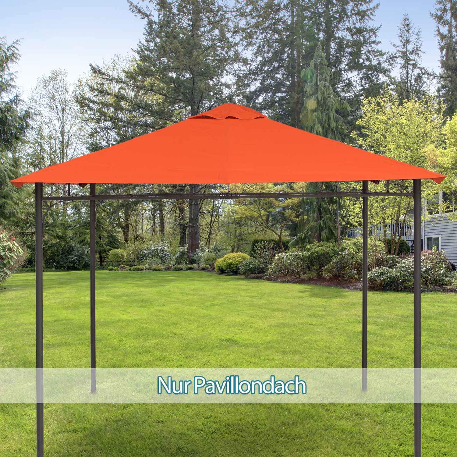 Udskiftning af baldakin til Gazebo Solskærm Gazebo Cover lavet af polyester, orange, 2,98 X 2,95 M