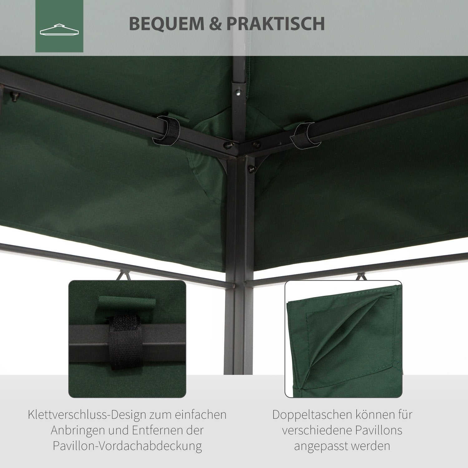 Replacement Roof Gazebo Tak För Garden Gazebo, Polyester, 3X4M, Grön