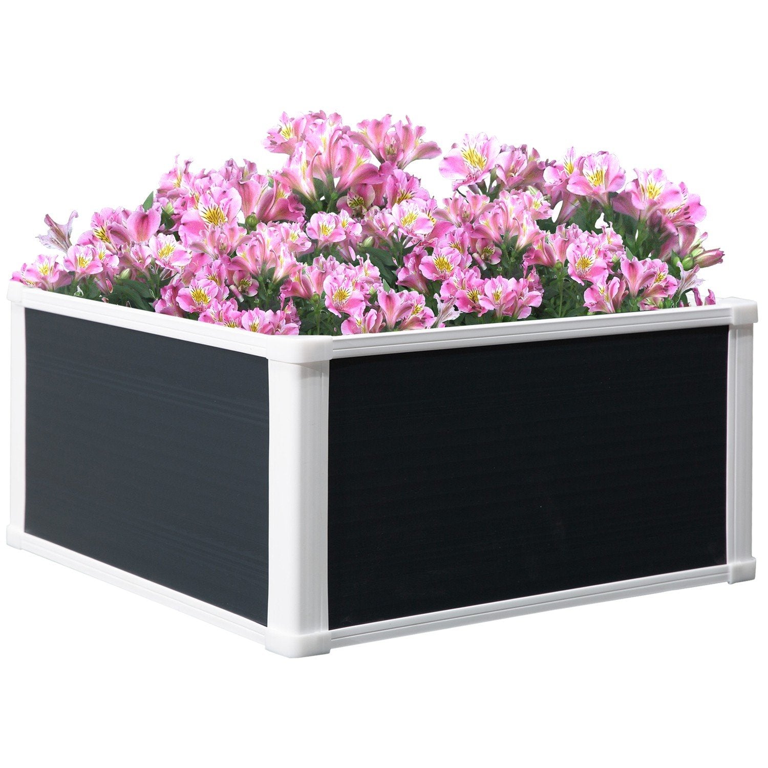 Højbed Blomsterkasse Plantekasse Med Drænfunktion Til Grøntsager Plast Grå 60 X 60 X 30 Cm