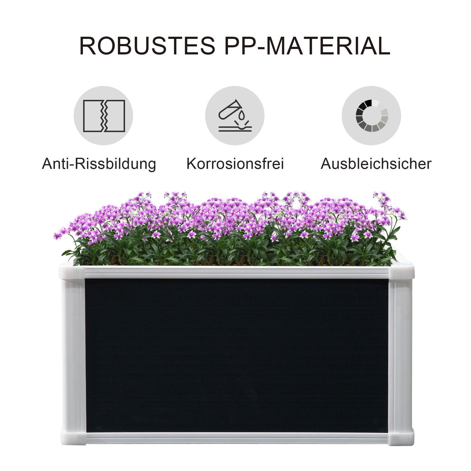 Højbed Blomsterkasse Plantekasse Med Drænfunktion Til Grøntsager Plast Grå 60 X 60 X 30 Cm