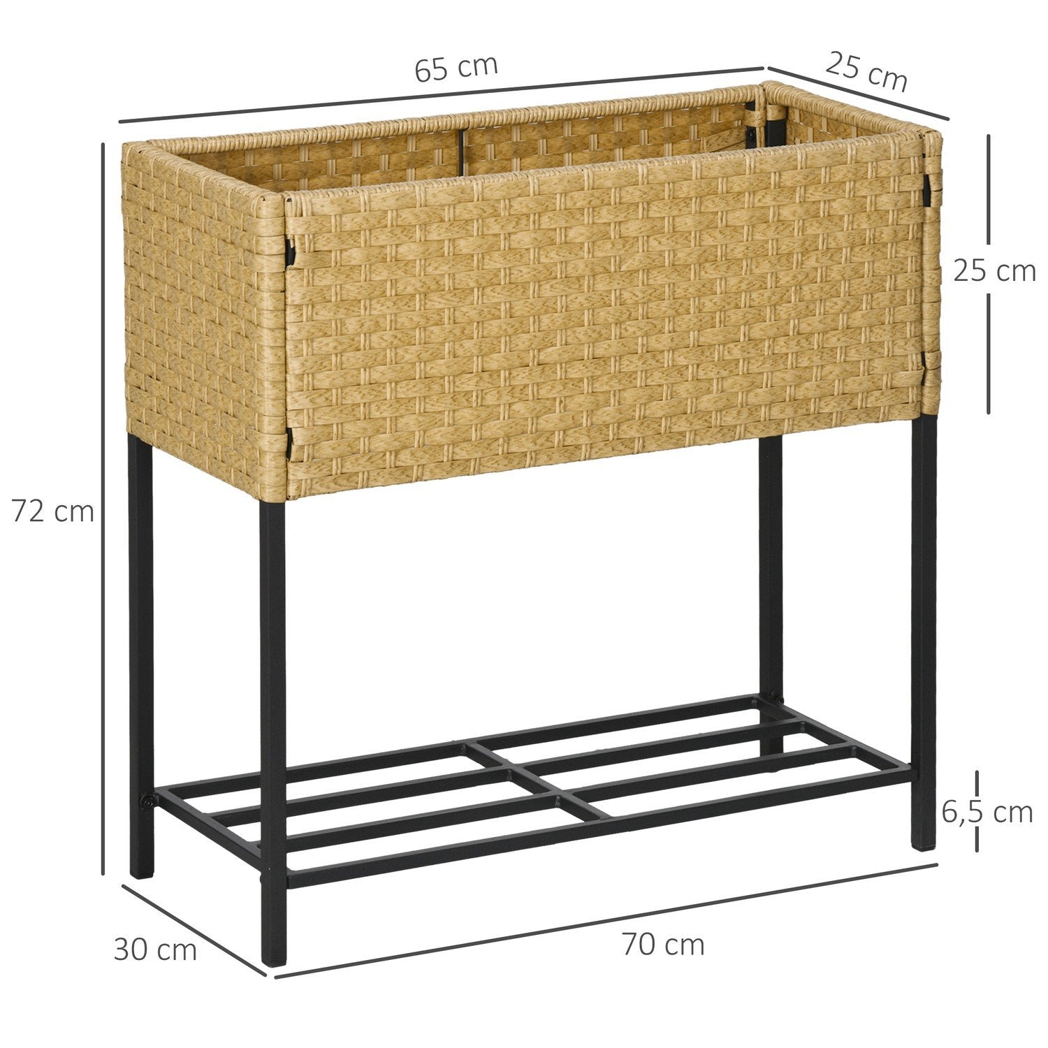 Raised Bed Poly Rotting Flower Box Med Fötter Och Hylla, Sand, 70 X 30 X 72 Cm