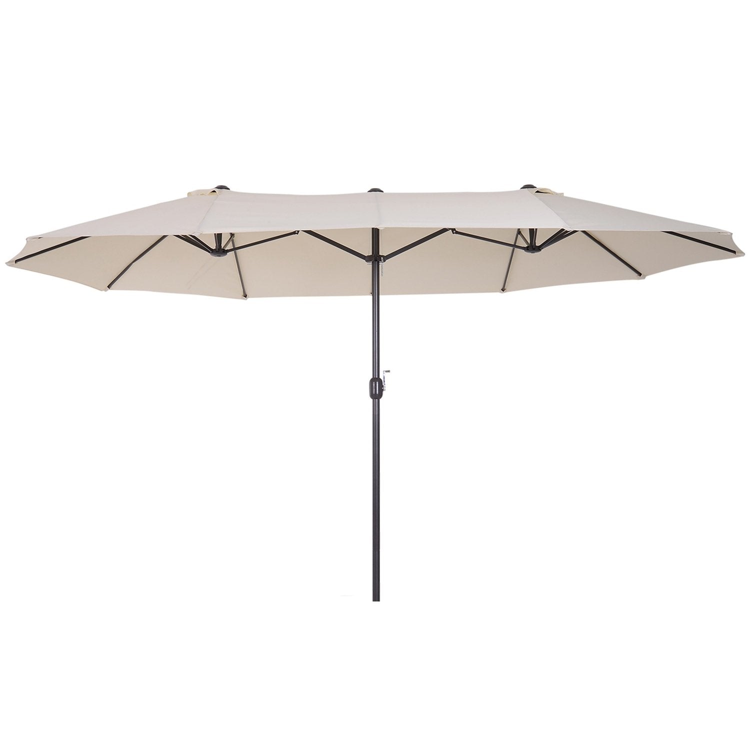 Parasol Have Paraply Market Paraply Dobbelt Parasol Patio Paraply Med Håndsving Beige Oval 455 X 270 X 240 Cm