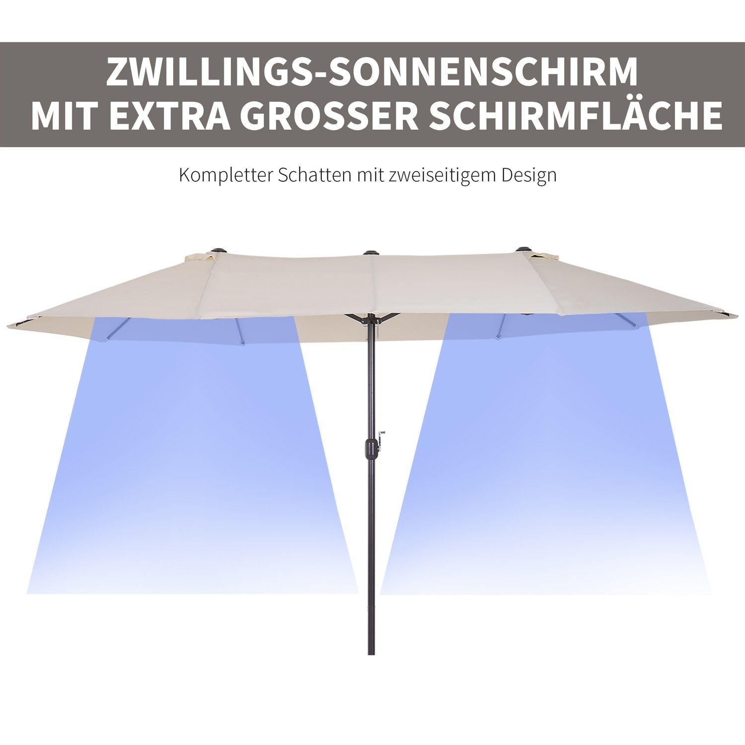 Parasol Have Paraply Market Paraply Dobbelt Parasol Patio Paraply Med Håndsving Beige Oval 455 X 270 X 240 Cm