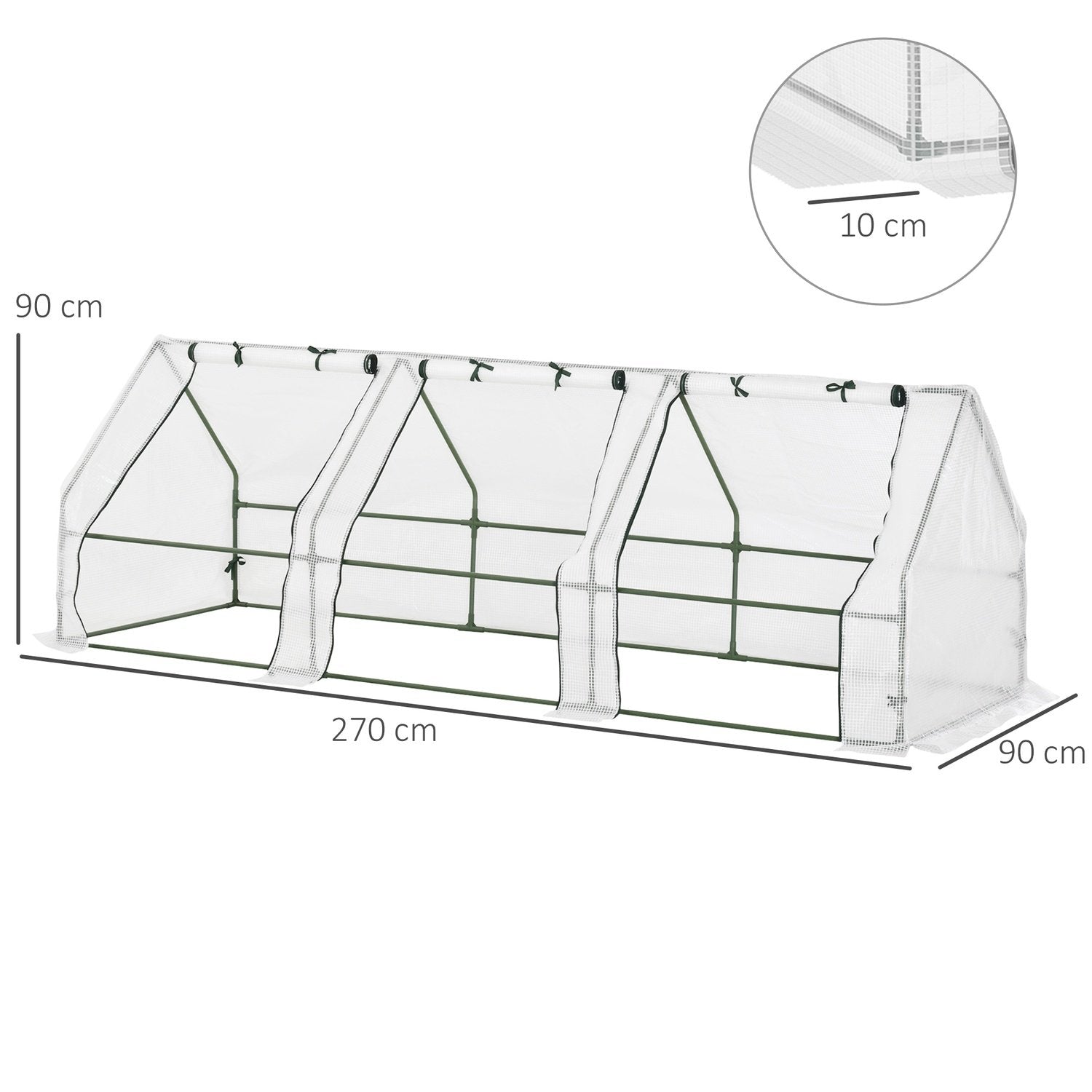 Växthus Växthus Tomat Hus Kall Ram 270 X 90 X 90 Cm Vit